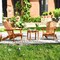 3Pcs Eucalyptus Adirondack Chair Set W/ Side Table Outdoor Patio Natural